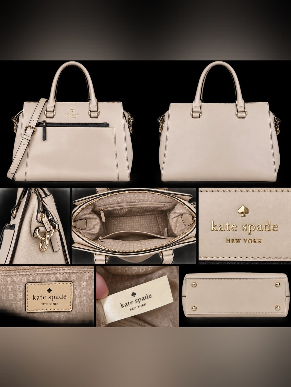 Kate Spade New York Cream Leather Satchel Crossbody Bag